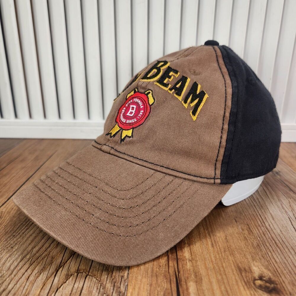 Jim Beam Official Merch American Whiskey Fitted Stretch Hat Cap Black Brown Logo